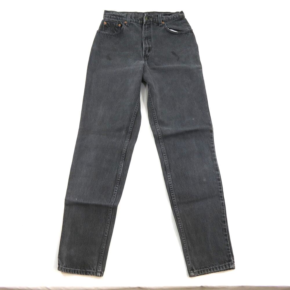 Levis Zip Fly Black Jeans Tapered Leg Measured Sz 27x32